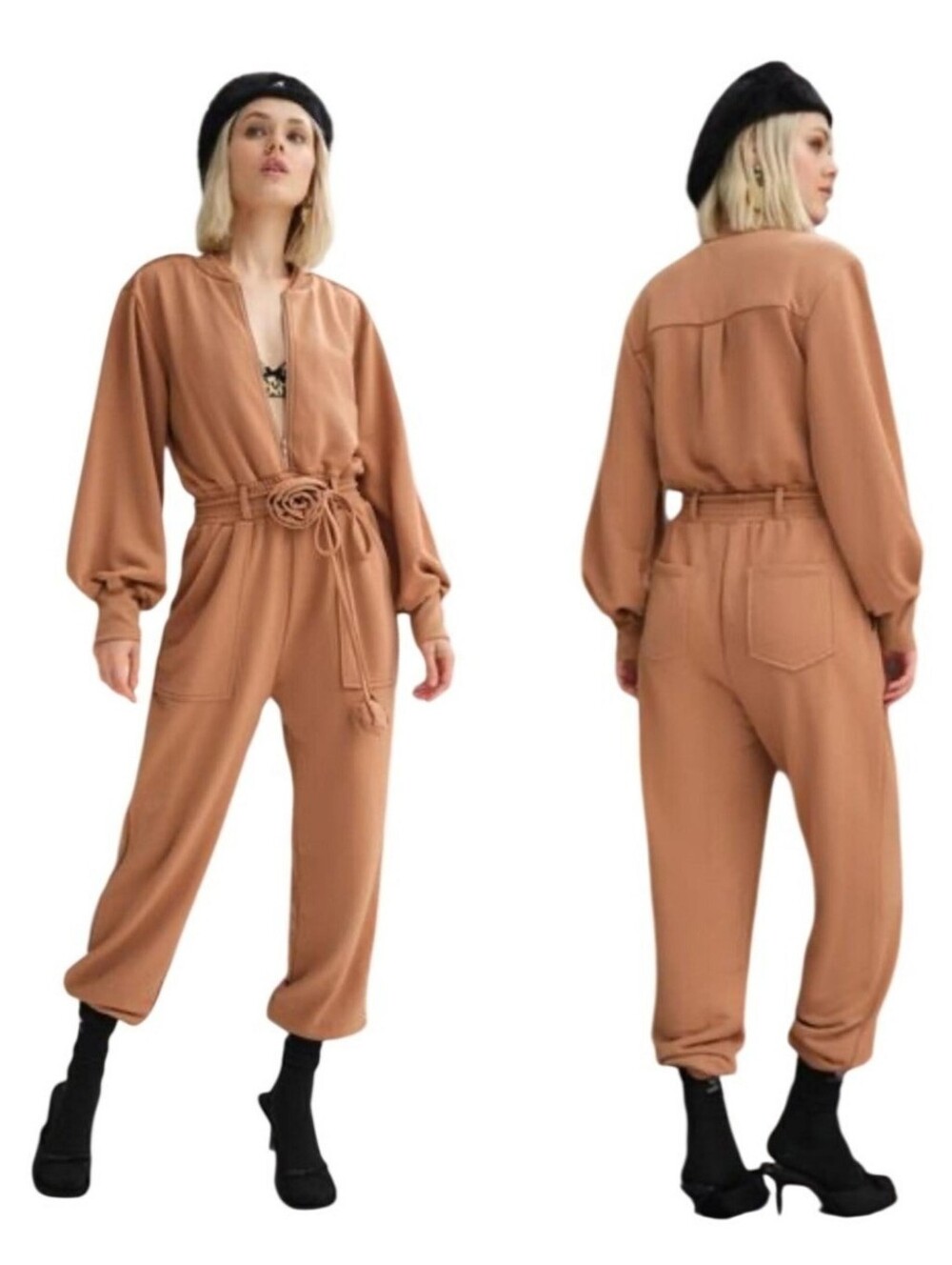 FOR LOVE & LEMONS Yuna Jumpsuit in Camel (Size XS)